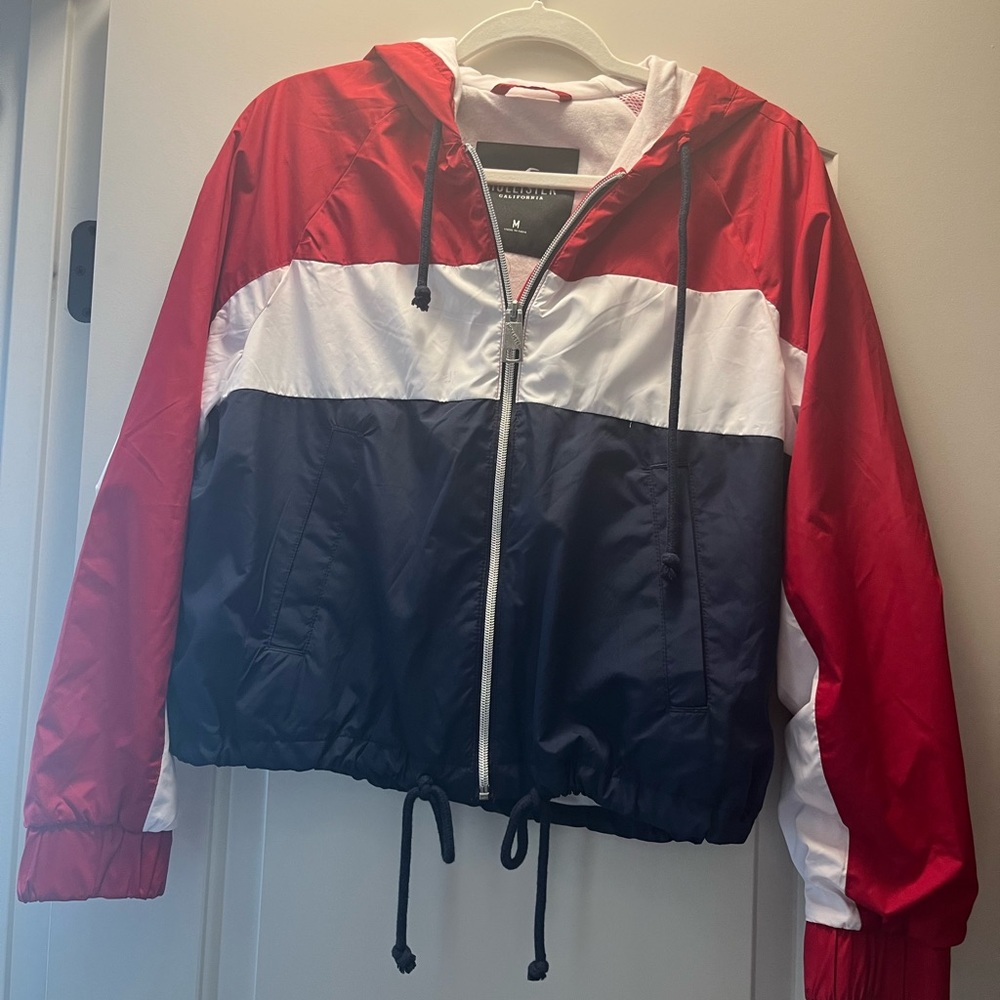Hollister Red, White and Blue Windbreaker- size medium